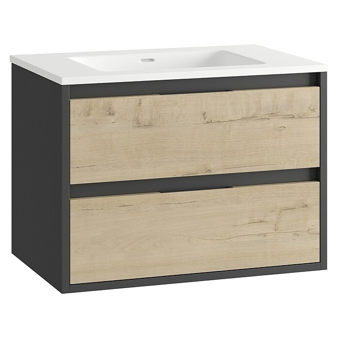 Mueble de lavabo Arlet (L x An x Al: 45 x 70 x 50 cm, Negro/Nogal) | BAUHAUS