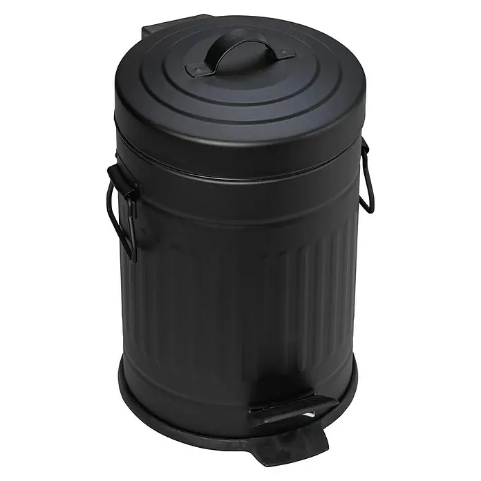 Venus Treteimer Tonne - 3 l, Metall, Schwarz - Ein stilvoller, schwarzer Tretabfalleimer aus Metall mit Deckel und Tragegriff, perfekt für Bad oder Küche. Er ist robust und leicht zu reinigen.
