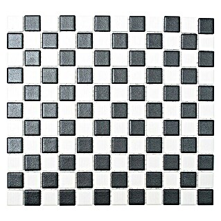 Mosaikfliese Quadrat AT 149 (32,6 x 30 cm, Schwarz/Weiß, Matt)