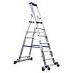 Krause Stabilo Stufenstehleiter Fahrbar mit Traverse (Arbeitshöhe: 3,4 m, Anzahl Tritte: 6 Stufen, Tiefe Stufen: 80 mm, Aluminium, Fahrbar)