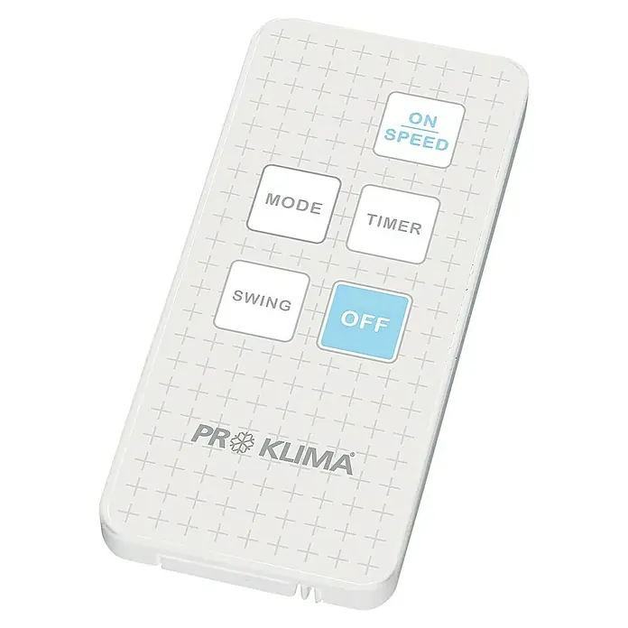 PR Klima Ventilador de torre - Blanco, 100 cm, 65 W - El mando a distancia del aire acondicionado Pro Klima ofrece un control cómodo de los modos, el temporizador, el swing, la velocidad y las funciones de encendido/apagado.