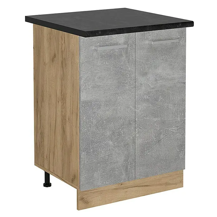 Vicco Schrankküche R-Line Beton, AP Anthrazit - Beton, Unterschrank 60 cm, AP Anthrazit
