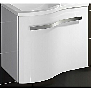 Camargue Wave Mini Waschtischunterschrank (59 x 39,1 x 49,8 cm, Links, Weiß, Hochglanz)