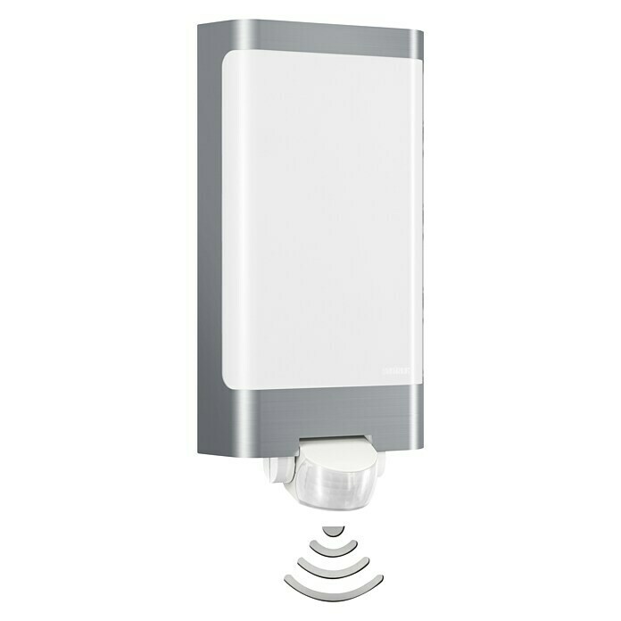Steinel Sensor-LED-Außenwandleuchte L 240 (7,5 W, Farbe: Weiß/Edelstahl, L x B x H: 8,1 x 16,5 x 30,5 cm, IP44)
