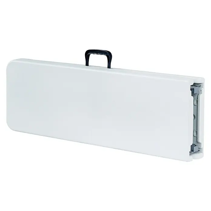 Westerholt Campingbank - 30 x 182 x 41 cm, Metall, Kunststoff, Weiß - Zusammengeklappter, weißer Klapptisch mit Tragegriff. Ideal für Transport und platzsparende Lagerung. Praktisch für Veranstaltungen und Zuhause.