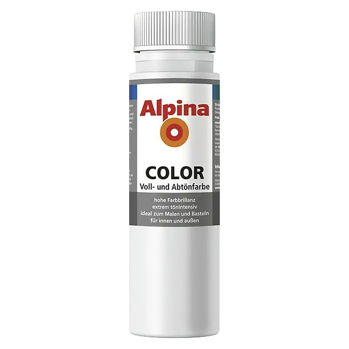 Alpina Vollton- & Abtönfarbe Color - Snow White, Matt, 750 ml, Lösemittelfrei - Produktbild einer Alpina Color Voll- und Abtönfarbe. Ideal zum Malen und Basteln für den Innen- und Außenbereich.