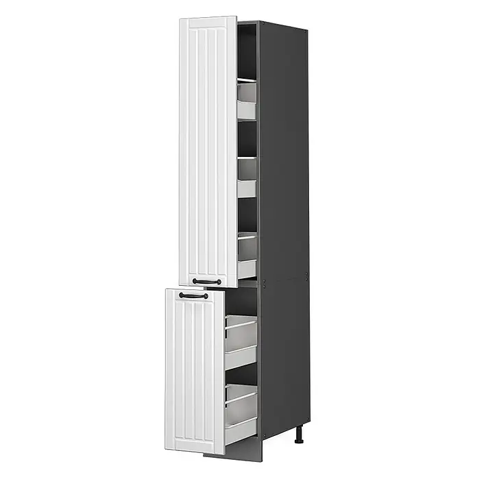 Vicco Schrankküche Fame-Line Weiß Landhaus - Weiß Landhaus, Apothekerhochschrank 30 cm