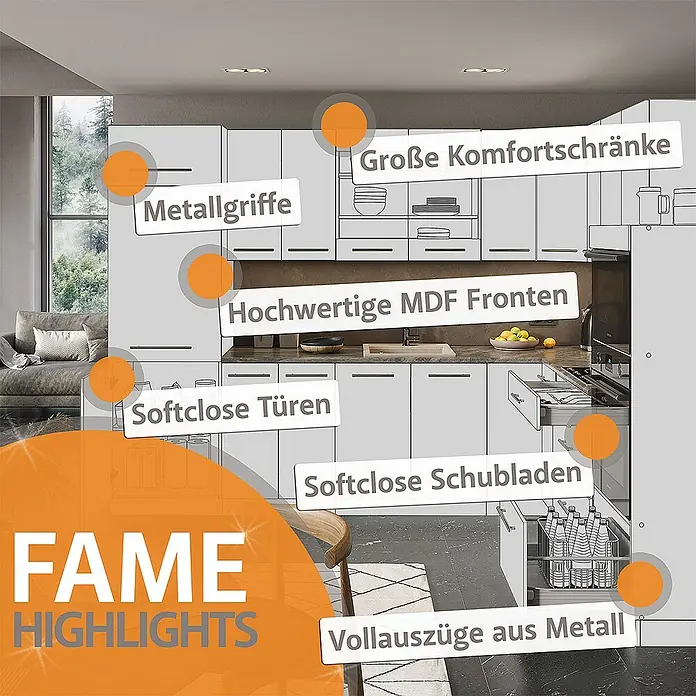 Vicco Schrankküche Fame-Line Weiß Landhaus - Weiß Landhaus, Apothekerhochschrank 30 cm