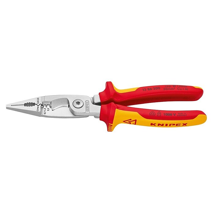 Knipex Elektro-Installationszange (Länge: 200 mm, Material Griff: Mehrkomponenten-Hülle, Verchromt)