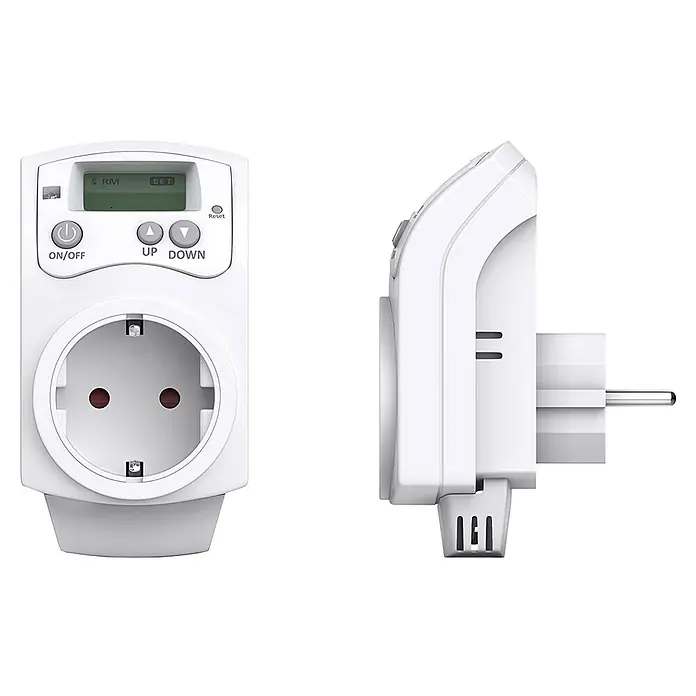 Be Cool Steckdosenthermostat mit integriertem Fühler - Weiß, Max. Anschlussleistung: 3.680 W - Intelligente Zeitschaltuhr für die Steckdose mit digitaler Anzeige und Tasten zur einfachen Programmierung.
