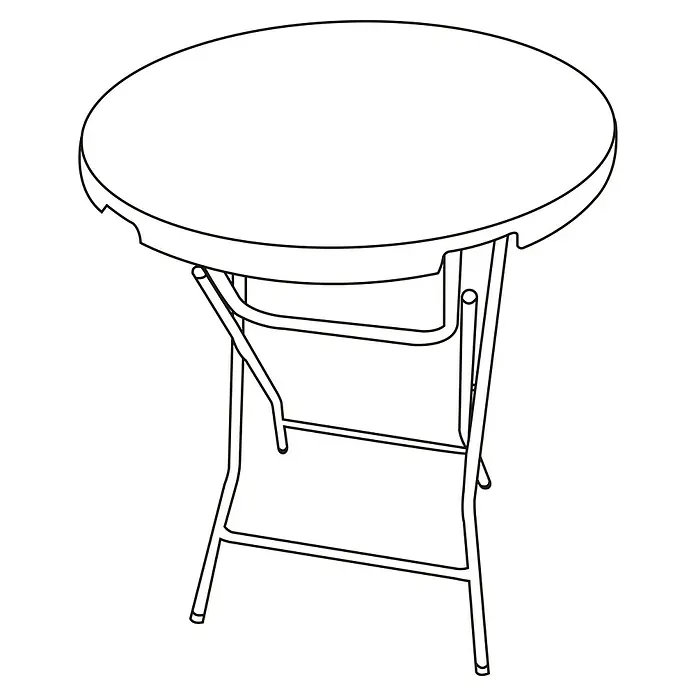 Westerholt Garten-Stehtisch rund - Ø x H: 81 x 110 cm, Rund, Weiß - Abbildung eines runden Klapptisches mit Stahlgestell, ideal für Veranstaltungen oder den flexiblen Einsatz im Freien.