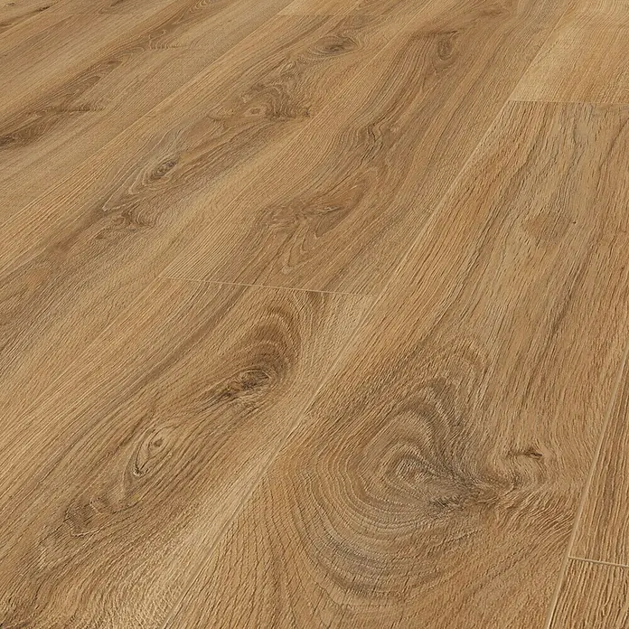 LOGOCLIC Edition Laminat Family - Lagoon, Landhausdiele, 1.288 x 245 x 7 mm - Nahaufnahme von Laminatboden in Holzausführung, der eine warme und natürliche Optik für Innenräume bietet.