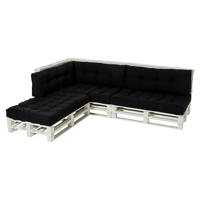 Rückenkissen - 120 x 40 cm, Anthrazit - Schwarzes Palettensofa mit weißen Palettenrahmen. Gemütliches, modernes Design für den Innen- und Außenbereich.