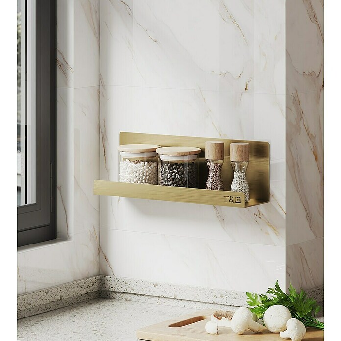 Nortiq Living T & B Planchet T4 (l x b x h: 30 x 8 x 10 cm, Aluminium, Geborsteld goud) | BAUHAUS