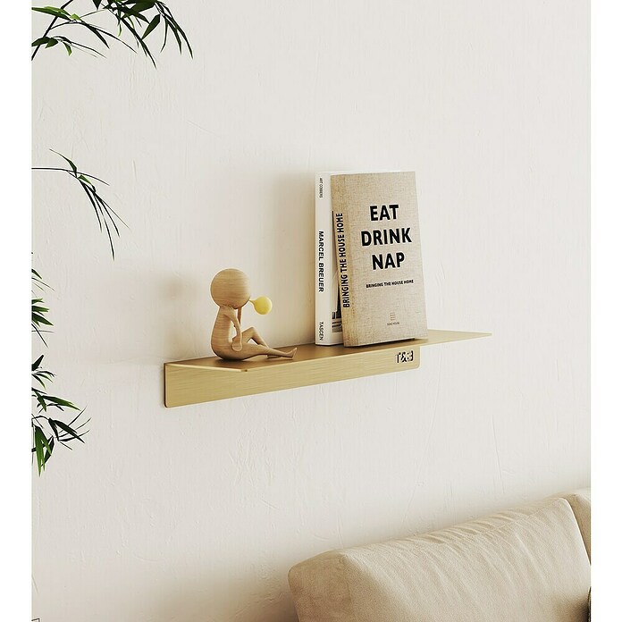 Nortiq Living T & B Planchet T1 Large (l x b x h: 40 x 9 x 4 cm, Aluminium, Geborsteld goud, Large) | BAUHAUS