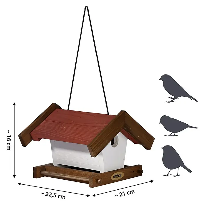 Dobar Vogelhaus Herbstfrüchte 2-er Set - Holz, Braun/Rot/Weiß - Ein farbenfrohes Vogelhaus mit rotem Dach und weißem Gehäuse, ideal für den Garten und zur Fütterung von Wildvögeln im Winter.