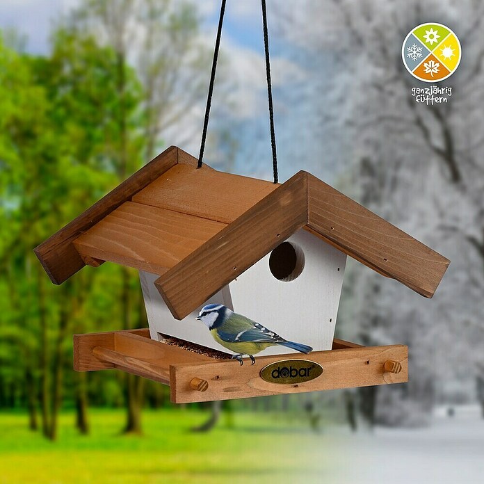 Dobar Vogelhaus Goldener Oktober im 2-er Set (Braun/Weiß, Holz, ca. 22,5 x 21 x 16 cm) | BAUHAUS