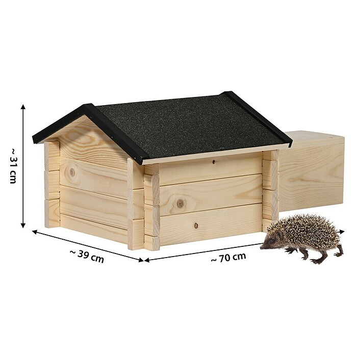 Dobar Igelhaus Tartu Bausatz (ca. 70 x 39 x 31 cm, Schwarz/Natur, Holz) | BAUHAUS