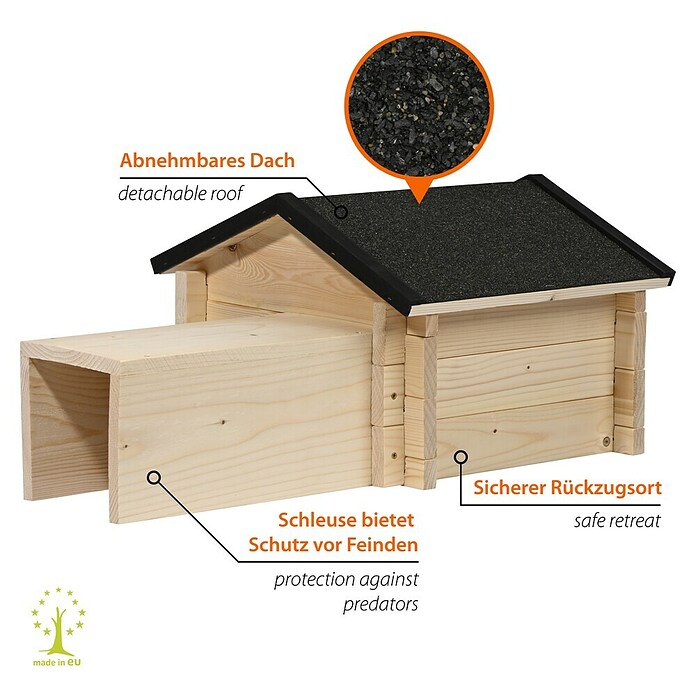 Dobar Igelhaus Tartu Bausatz (ca. 70 x 39 x 31 cm, Schwarz/Natur, Holz) | BAUHAUS