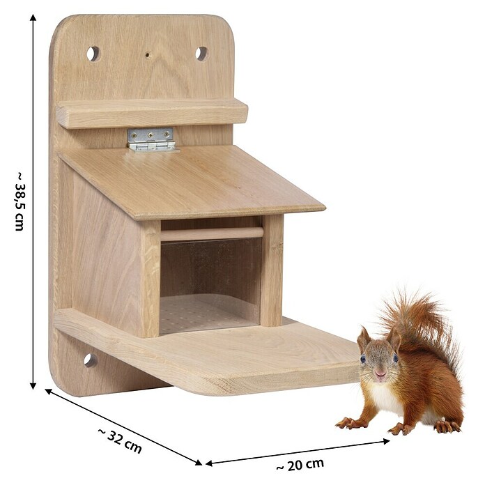 Dobar Eichhörnchenfutterstation Premium (Holz, Braun, ca. 32 x 20 x 38,5 cm) | BAUHAUS