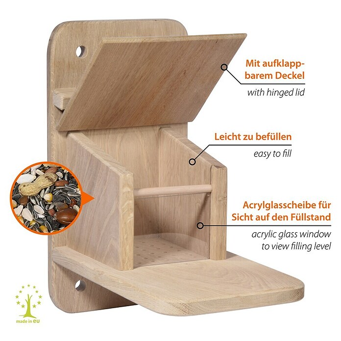 Dobar Eichhörnchenfutterstation Premium (Holz, Braun, ca. 32 x 20 x 38,5 cm) | BAUHAUS
