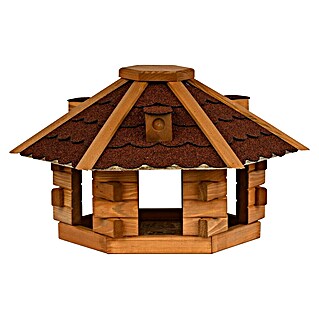 Dobar Vogelhaus Blockhaus (Rot, Holz, ca. 43 x 37 x 24 cm, Sechseckig)