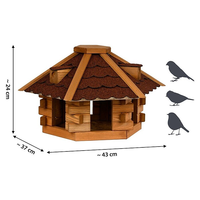 Dobar Vogelhaus Blockhaus (Rot, Holz, ca. 43 x 37 x 24 cm, Sechseckig) | BAUHAUS