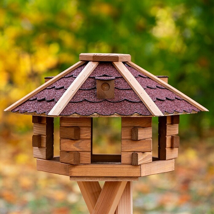 Dobar Vogelhaus Blockhaus (Rot, Holz, ca. 43 x 37 x 24 cm, Sechseckig) | BAUHAUS
