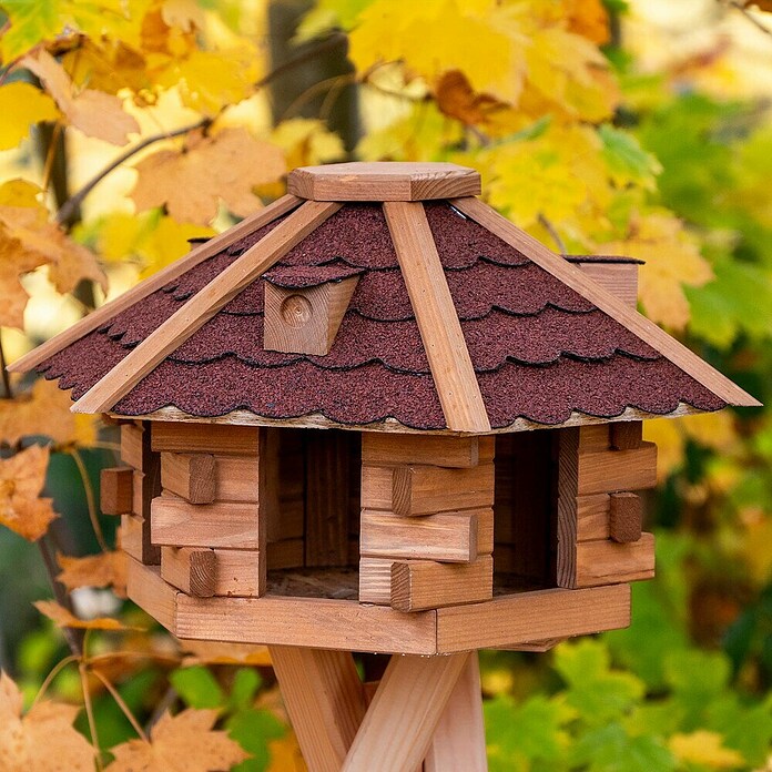 Dobar Vogelhaus Blockhaus (Rot, Holz, ca. 43 x 37 x 24 cm, Sechseckig) | BAUHAUS