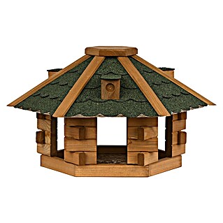 Dobar Vogelhaus Blockhaus (Grün, Holz, ca. 43 x 37 x 24 cm, Sechseckig)
