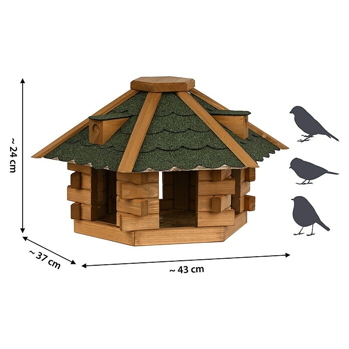 Dobar Vogelhaus Blockhaus (Grün, Holz, ca. 43 x 37 x 24 cm, Sechseckig) | BAUHAUS