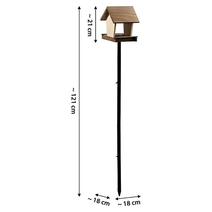 Dobar Vogelfutterhaus Benny Brunch Macchiato (Braun/Natur, Holz, ca. 18 x 18 x 121 cm) | BAUHAUS