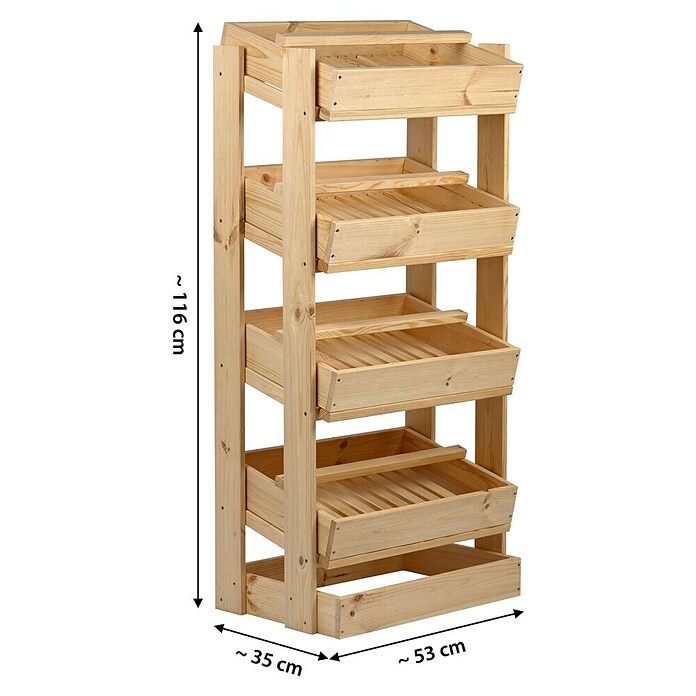 Dobar Holzregal (Natur, L x B x H: 53 x 35 x 116 cm) | BAUHAUS