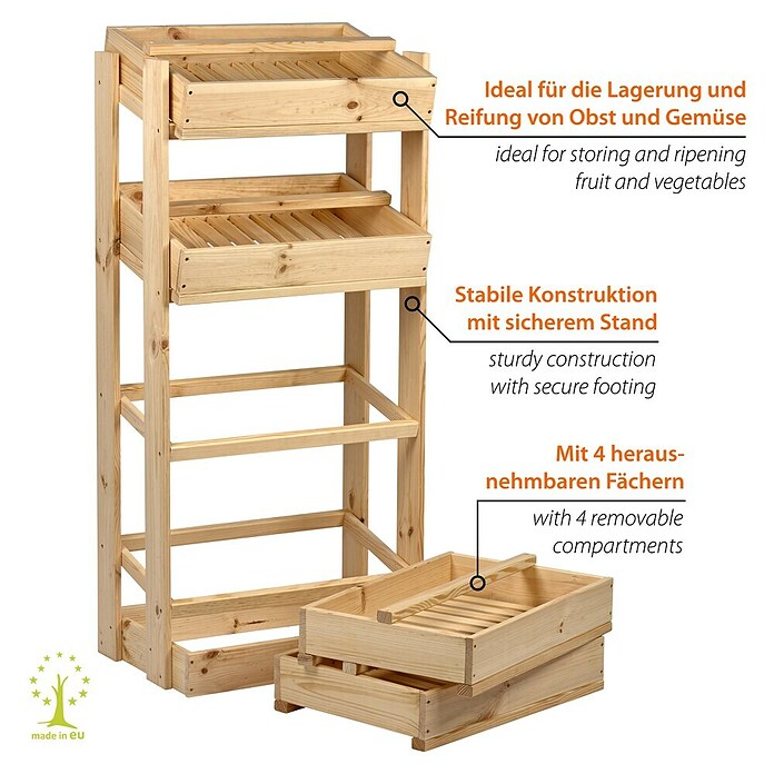 Dobar Holzregal (Natur, L x B x H: 53 x 35 x 116 cm) | BAUHAUS