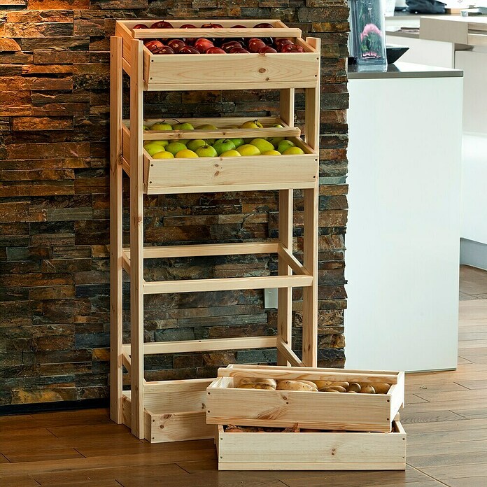 Dobar Holzregal (Natur, L x B x H: 53 x 35 x 116 cm) | BAUHAUS