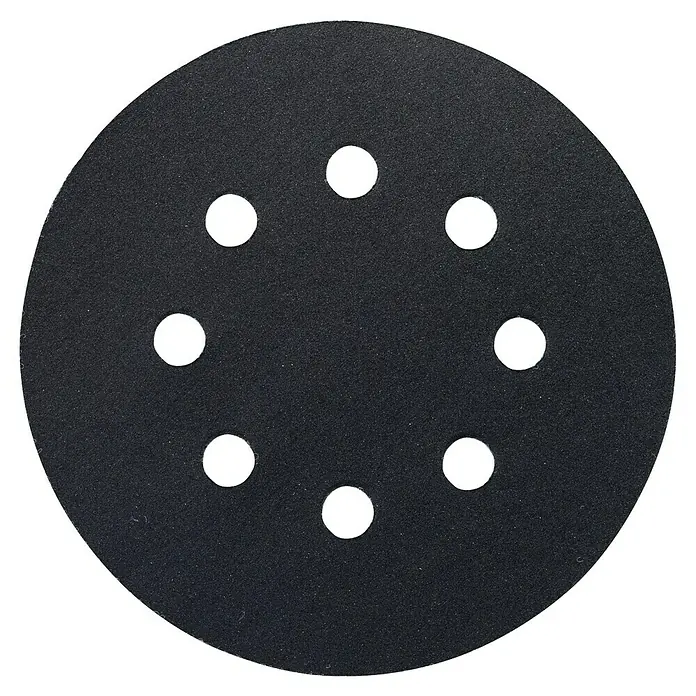 Craftomat Schleifblätter BFCC - Durchmesser: 125 mm, Körnung: 400, Gelocht - Schwarze Schleifscheibe mit acht Löchern, ideal zum Schleifen von Oberflächen mit einem Exzenterschleifer. Perfekt für Holz, Metall und Kunststoff.