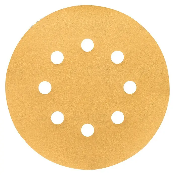 Craftomat Hoja de lija BFWP - Diámetro: 125 mm, Grano: 320, Perforado - Disco de lija de papel de lija con ocho agujeros para la extracción de polvo, asegurando un lijado uniforme y un ambiente de trabajo más limpio.