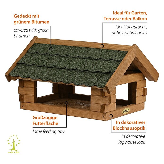 Dobar Vogelhaus Blockhaus (Grün, Holz, ca. 38 x 31 x 23 cm, Rechteckig) | BAUHAUS