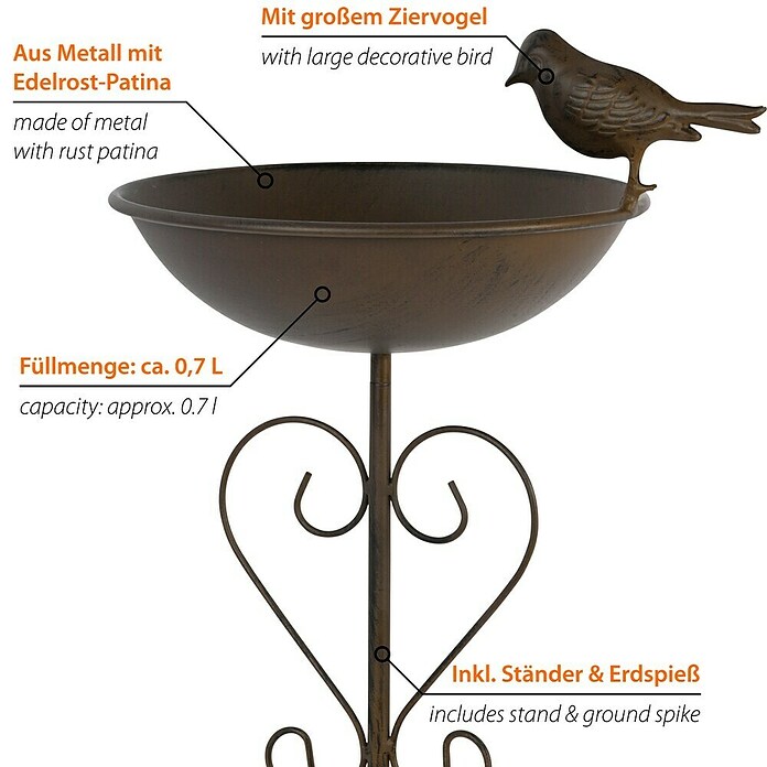 Dobar Vogeltränke (Schwarz, Metall, Höhe: 82 cm) | BAUHAUS