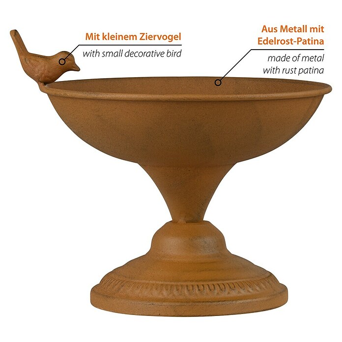 Dobar Vogeltränke (Edelrost, Metall, Höhe: 21 cm) | BAUHAUS