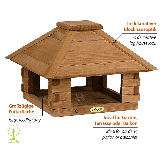 Dobar Vogelhaus Blockhaus (Braun, Holz, ca. 37 x 37 x 26 cm, Viereckig) | BAUHAUS
