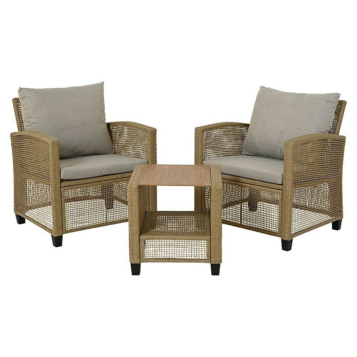 Conjunto de muebles Alicante (3 pzs., Acero/Poliéster, Marrón) | BAUHAUS