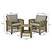 Conjunto de muebles Alicante (3 pzs., Acero/Poliéster, Marrón) | BAUHAUS