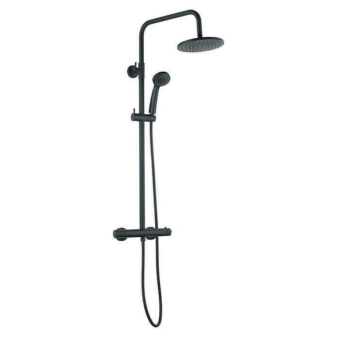 Camargue Douchesysteem Regendouche (Aantal straalsoorten: 2 st., Zwart, Diameter douchekop: 25 cm) | BAUHAUS
