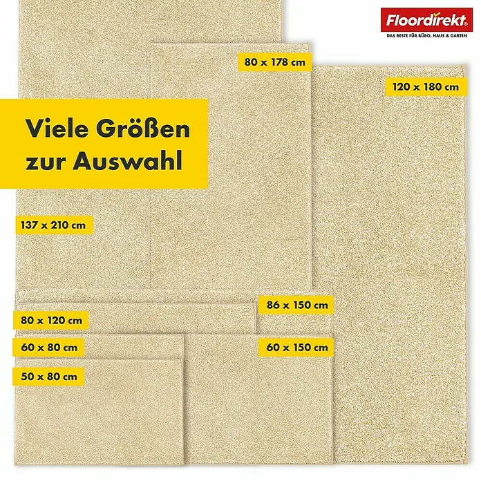 Badteppich Nasa - 137 x 210 cm, Beige, 100% Polyester - Auswahl an Teppichen in verschiedenen Größen von Floordirekt, ideal für Büro, Haus und Garten.