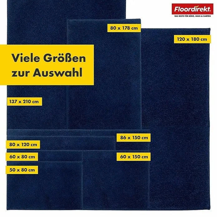 Badteppich Nasa - 86 x 150 cm, Dunkelblau, 100% Polyester - Eine blaue Teppichkollektion in verschiedenen Größen von 50x80 cm bis 137x210 cm.
