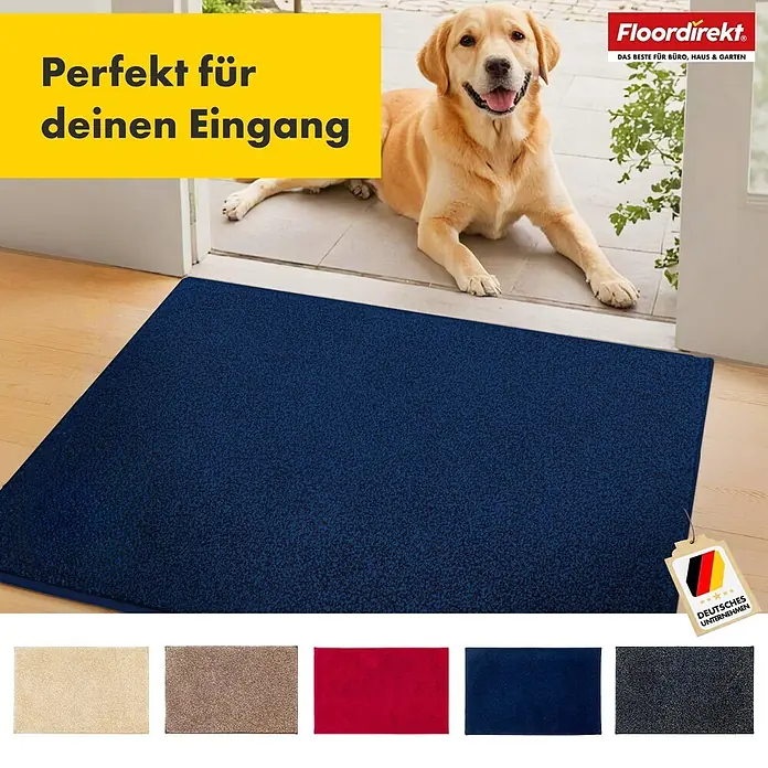 Schmutzfangmatte Nasa - 120 x 80 cm, Dunkelblau, Material Nutzschicht: 100 % Polyester - Fußmatte in Blau mit dem Text "Perfekt für deinen Eingang".