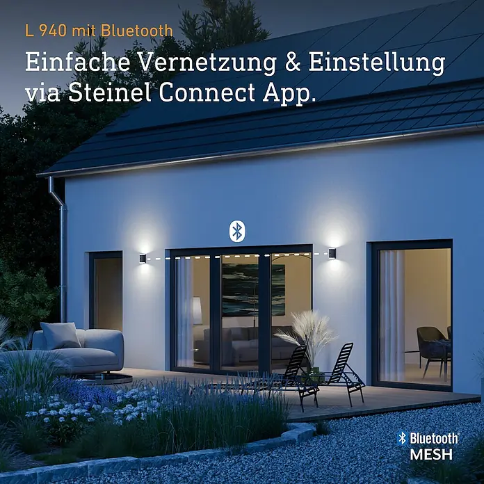 Steinel LED-Sensor-Außenwandleuchte L 940 SC - 14,5 W, L x B x H: 11,5 x 7 x 16 cm, Anthrazit, Warmweiß - Die L 940 Außenleuchte mit Bluetooth-Funktion ermöglicht eine einfache Vernetzung und Einstellung über die Steinel Connect App.