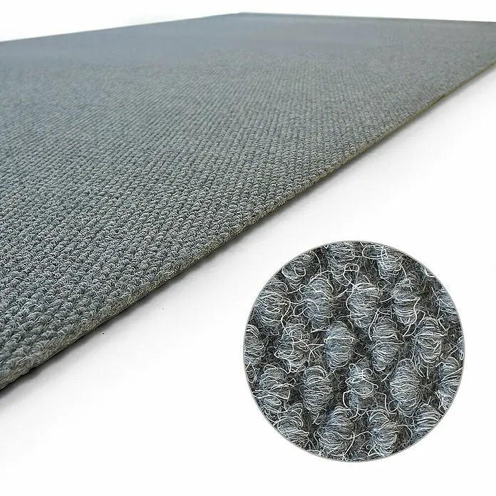 Schmutzfangmatte Hong Kong - Grau, 1.100 x 200 cm, 100 % Polypropylen - Grauer Teppich mit enger Schlingenstruktur und Detailansicht für Textur. Strapazierfähiger, stilvoller Teppich für jedes Zuhause.
