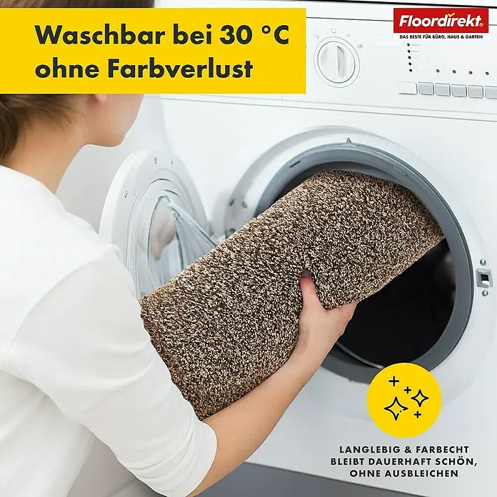 Badteppich Nasa - 80 x 120 cm, Braun, 100% Polyester - Waschbare Fußmatte bei 30 °C ohne Farbverlust. Die Fußmatte ist langlebig und farbecht, bleibt dauerhaft schön ohne Ausbleichen.